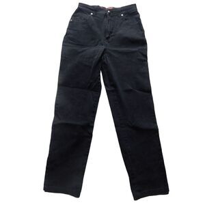 GLORIA VANDERBILT JEANS women's petite size 6 solid black straight leg denim